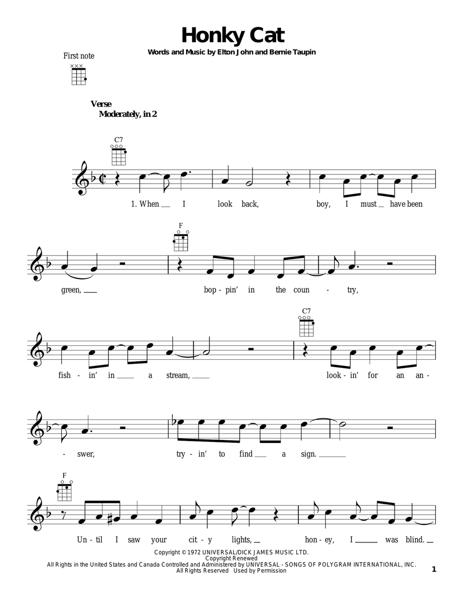 Honky Cat Ukulele scores gallery preview page 1
