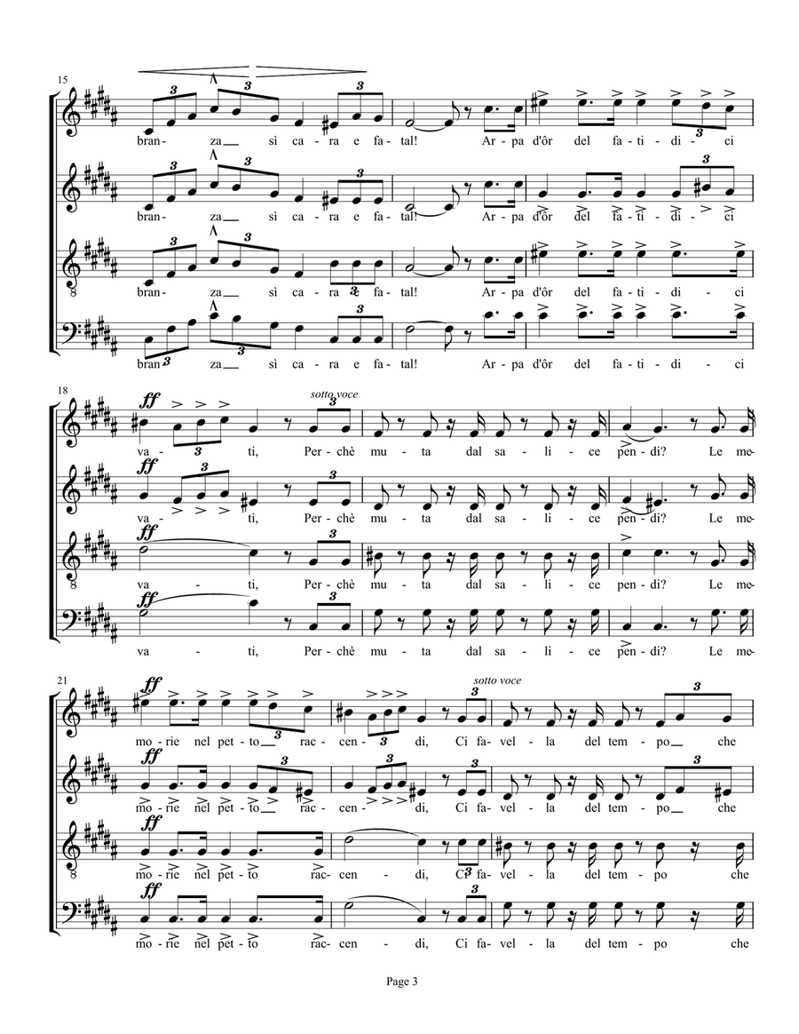 Va, pensiero, sull'all dorate (Chorus of Hebrew Slaves from NABUCCO) 4-Part scores gallery preview page 3