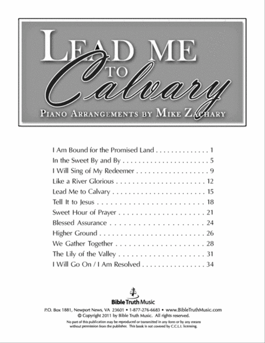 Lead Me To Calvary Piano Book