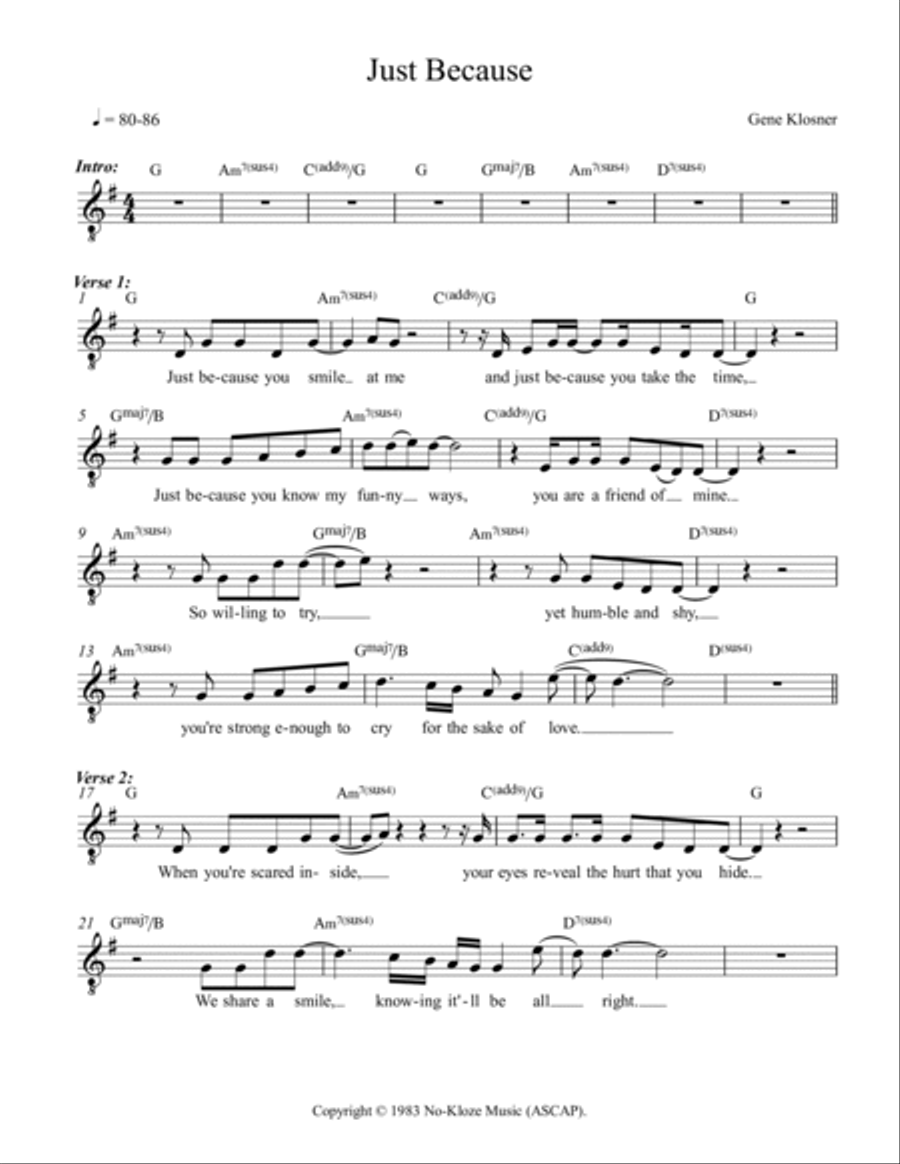 Just Because [Lead Sheet] Piano scores gallery preview page 3