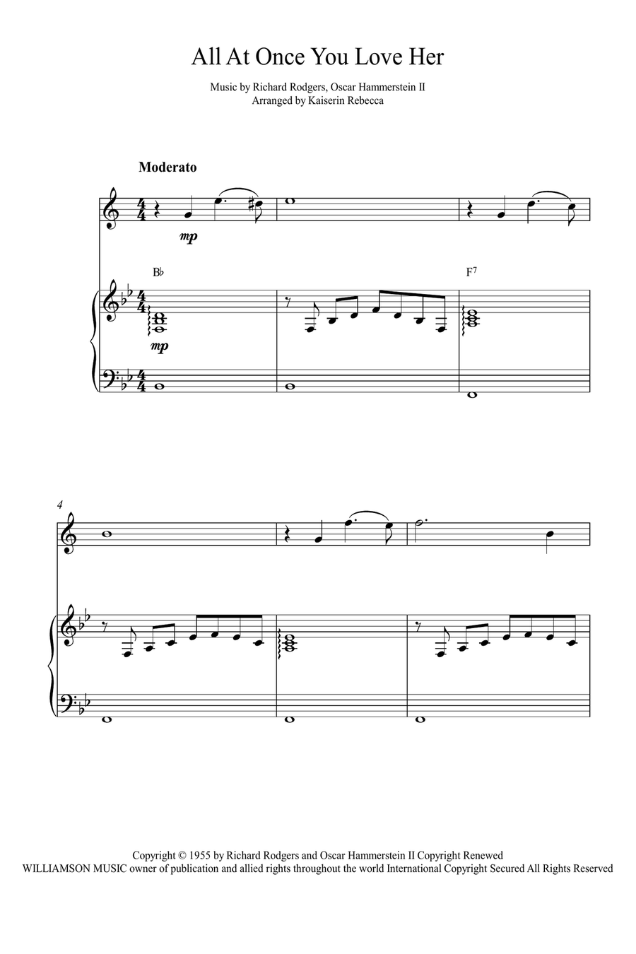 All At Once You Love Her All At Once You Love Her Tenor Saxophone scores gallery preview page 1
