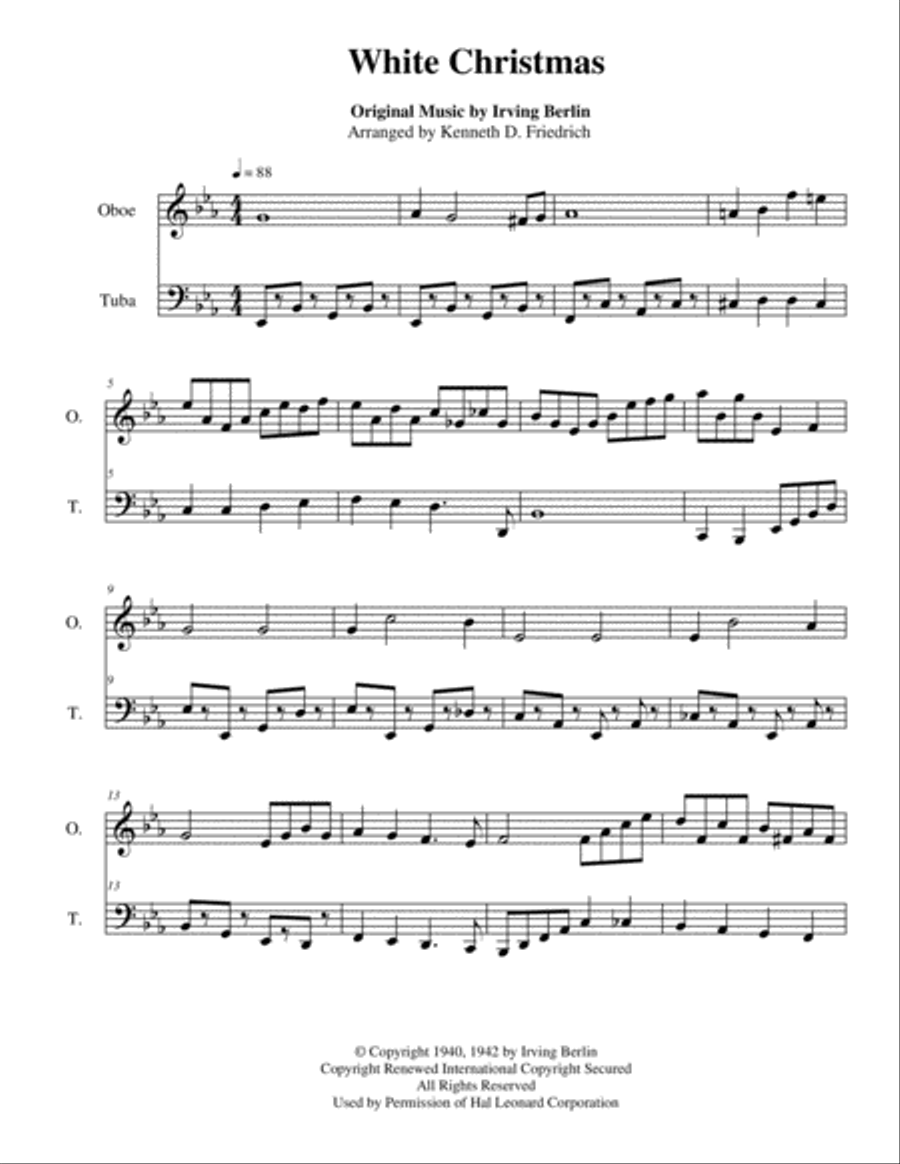 White Christmas Oboe scores gallery preview page 1