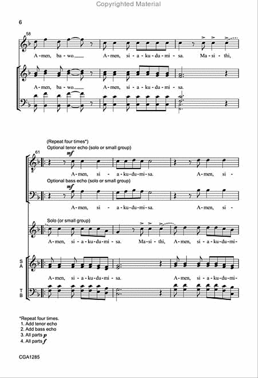 Amen Siakudumisa 4-Part scores gallery preview page 5