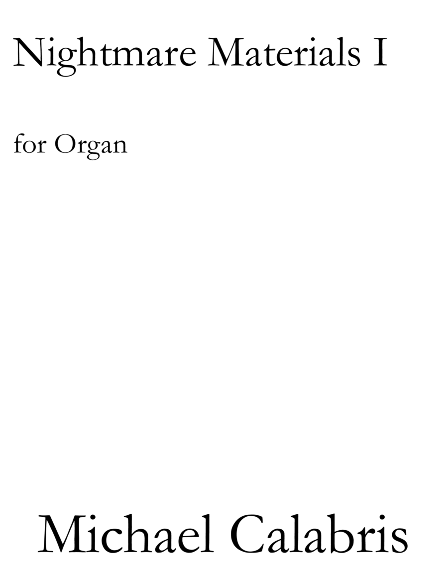 Nightmare Materials I (for Organ)