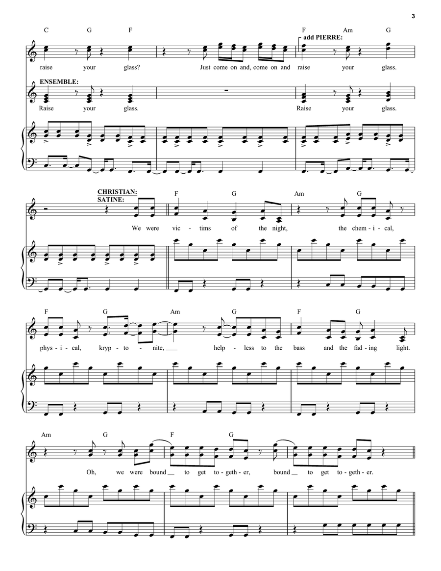 Shut Up And Raise Your Glass (from Moulin Rouge! The Musical) Voice scores gallery preview page 3