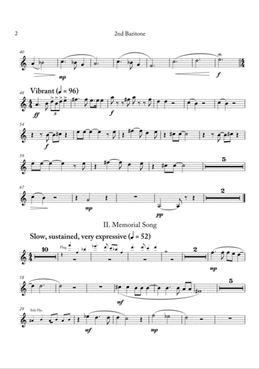 Carson Cooman: Pittsburgh Rhapsody (2008) for brass band, 2nd Bb baritone part Brass Band scores gallery preview page 2
