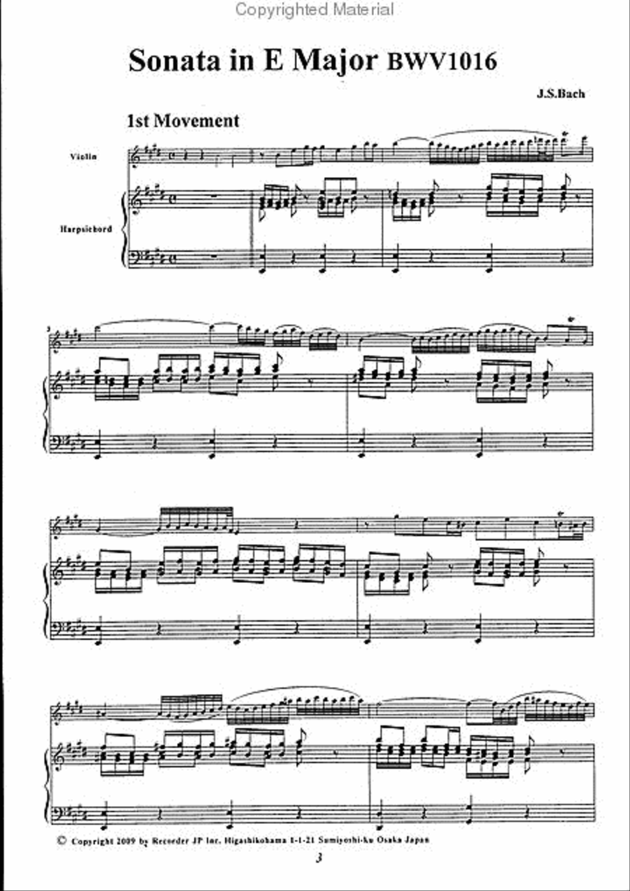 Sonata in E Major, BWV1016 Violin scores gallery preview page 3