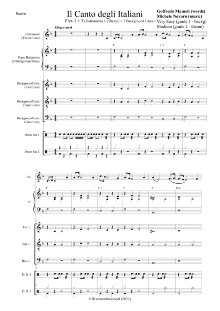 Italian National Anthem (Il canto degli Italiani) Chamber Music scores gallery preview page 4