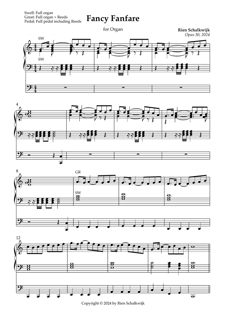 Fancy Fanfare (Op. 30, 2024) Organ Solo scores gallery preview page 1