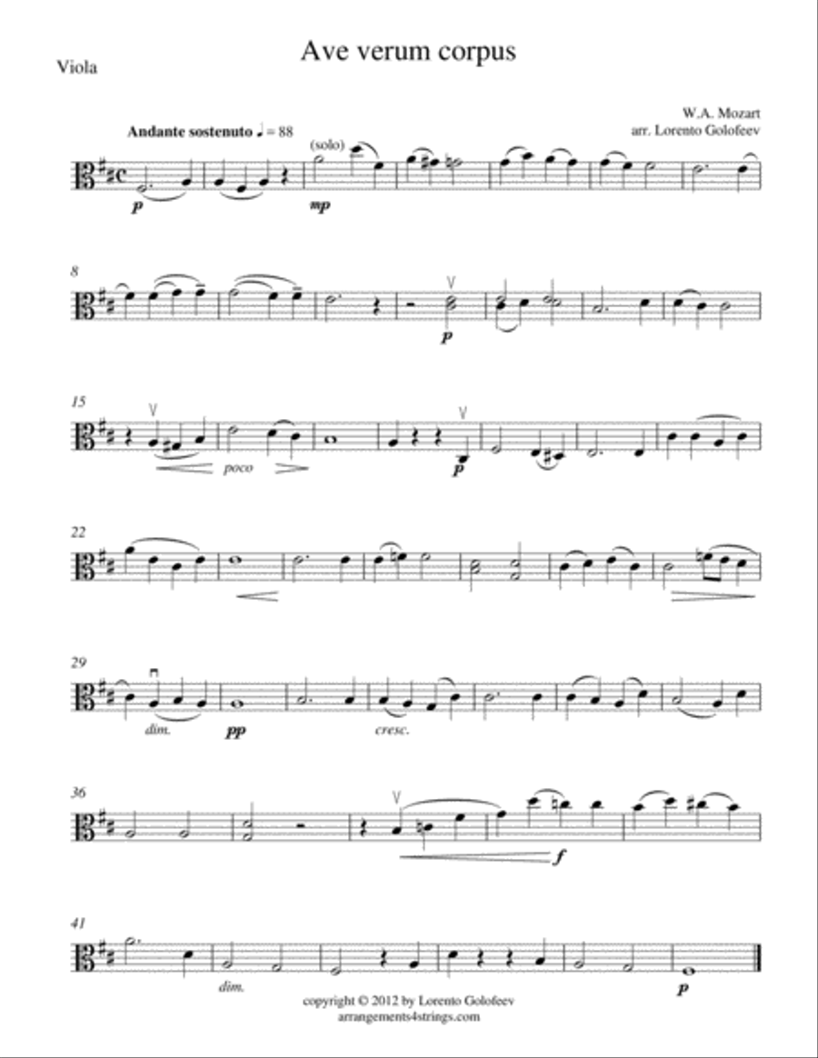 Ave Verum Corpus String Quartet scores gallery preview page 3