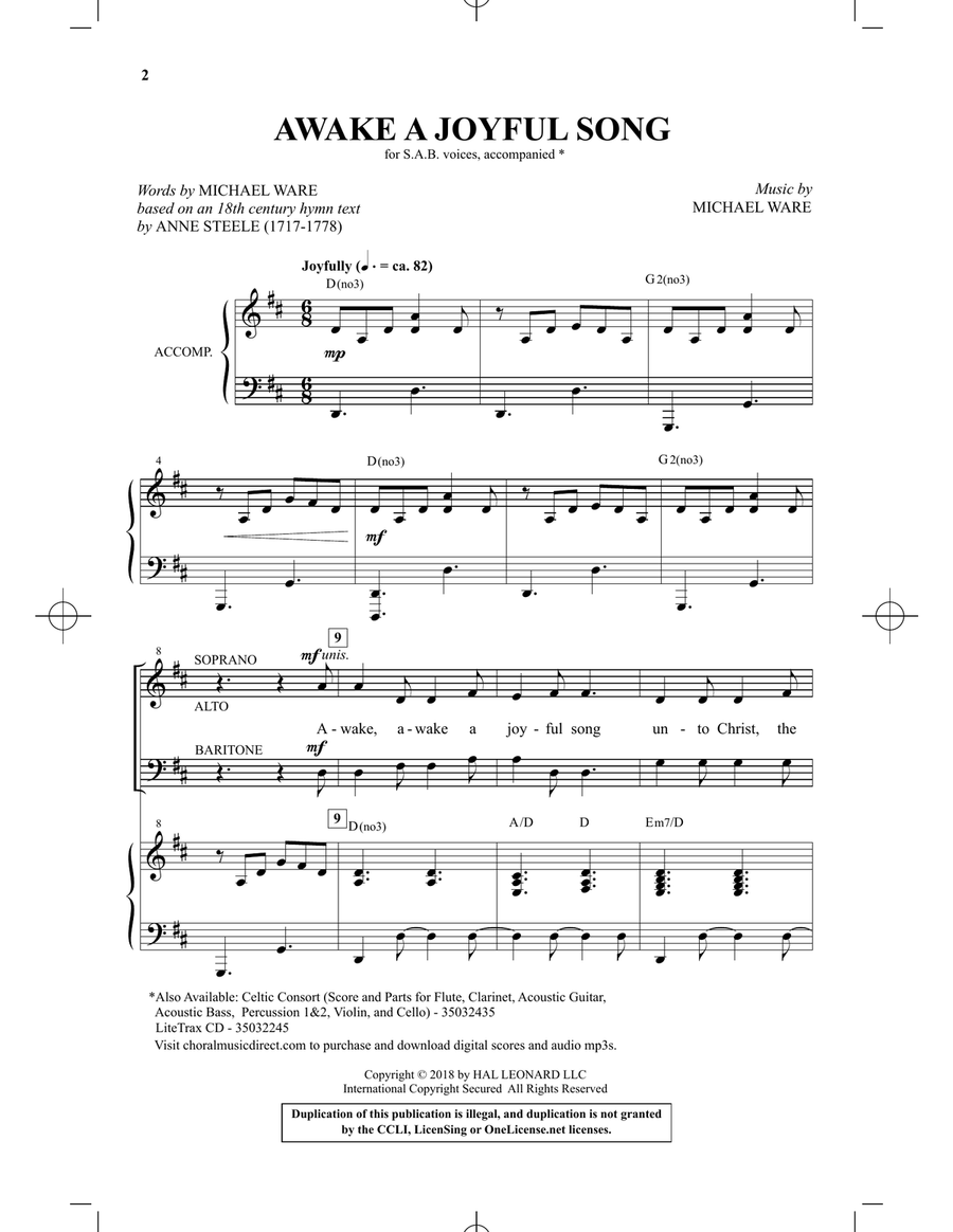Awake A Joyful Song 3-Part scores gallery preview page 1