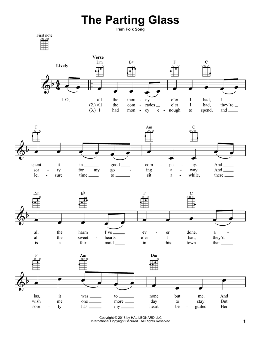 The Parting Glass The Parting Glass Ukulele scores gallery preview page 1