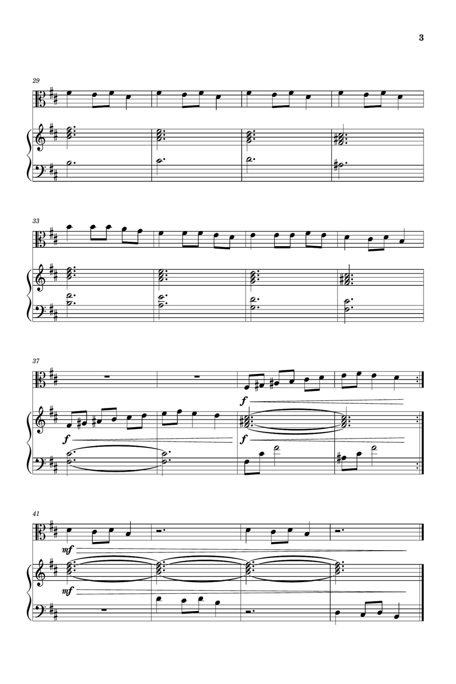 Carol of the Bells for Viola and Piano (Very Easy - Beginner) Piano scores gallery preview page 3