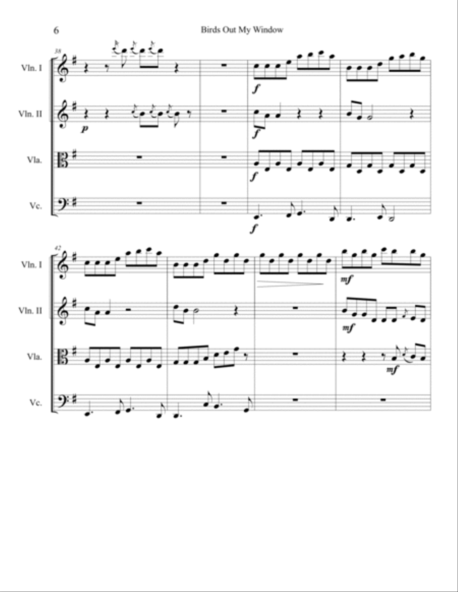 Birds Out My Wndow String Quartet scores gallery preview page 6