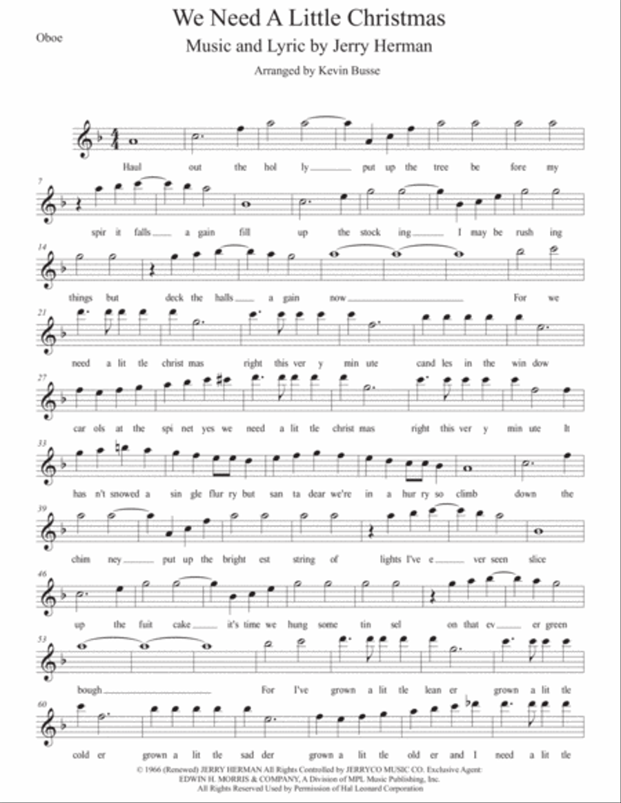 We Need A Little Christmas Oboe Solo scores gallery preview page 1
