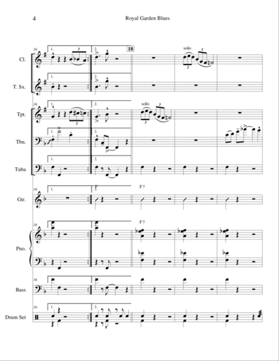 Royal Garden Blues for Dixieland Combo by Clarence Williams and Spencer Williams Jazz Ensemble scores gallery preview page 5