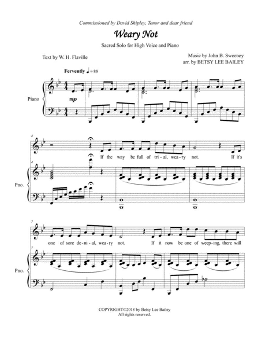 Weary Not - Sacred Solo for High Voice Weary Not - Sacred Solo for High Voice High Voice scores gallery preview page 1