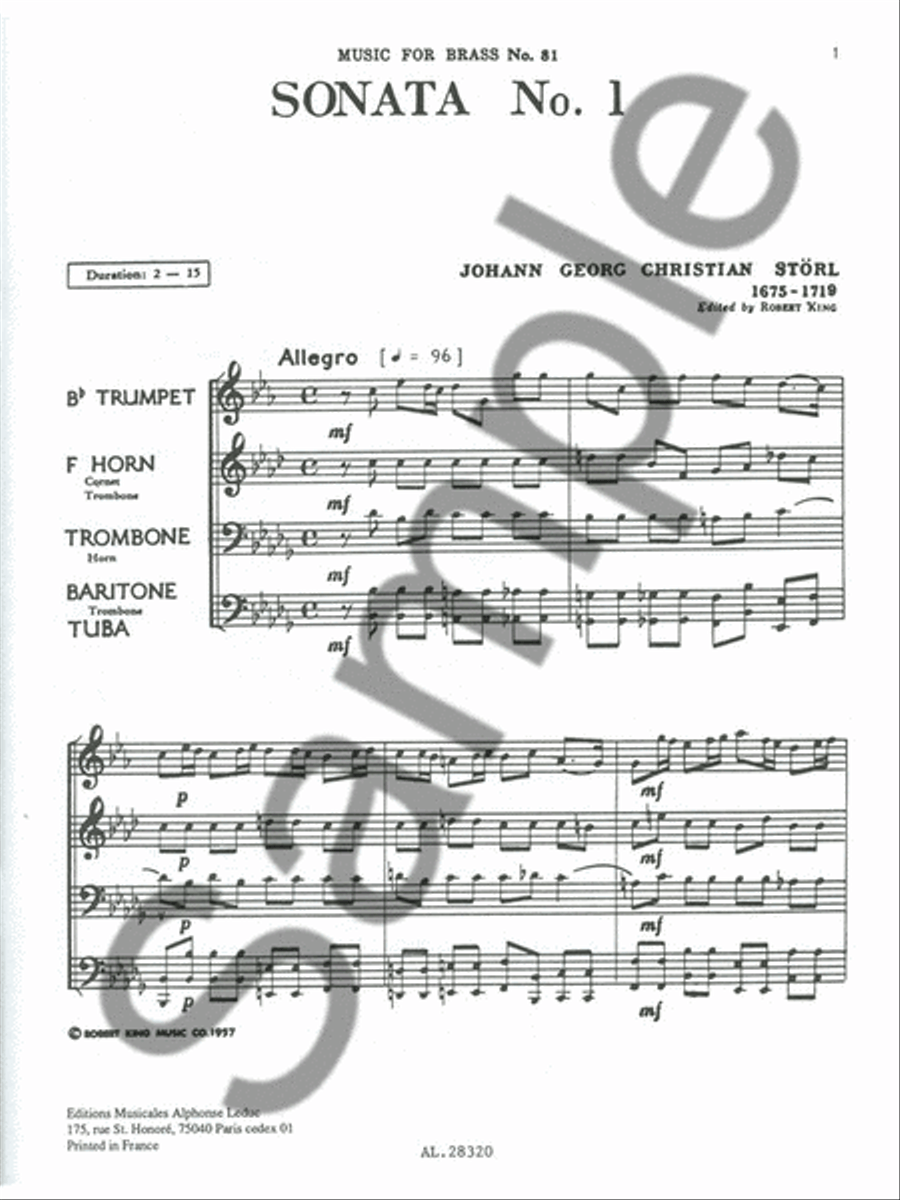 Sonata No.1 (quartet-brass) School and Community scores gallery preview page 2