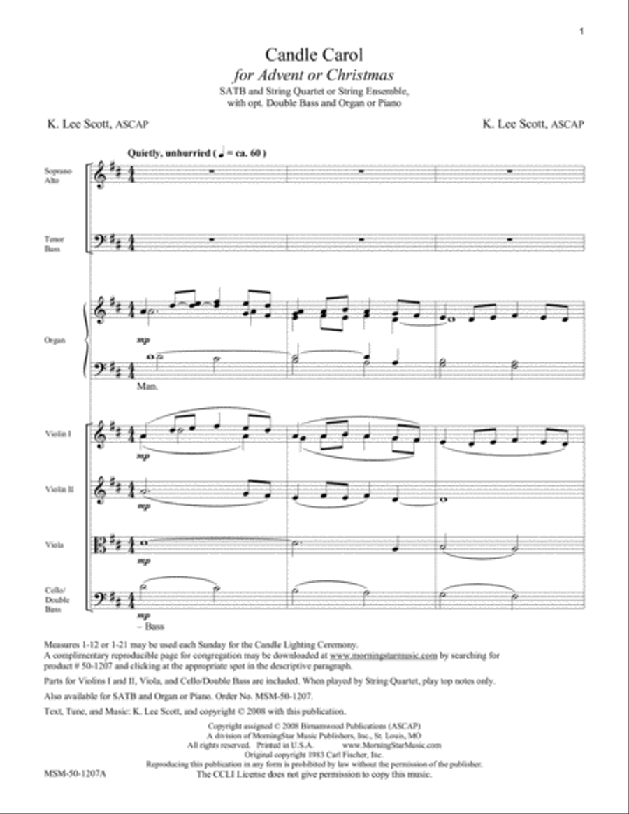 Candle Carol (Full Score and Instrumental Parts) Choir scores gallery preview page 2