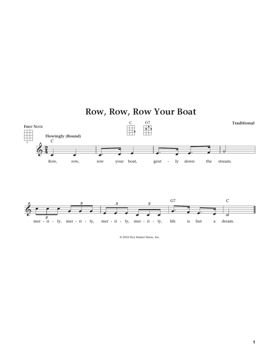 Row, Row, Row Your Boat (from The Daily Ukulele) (arr. Liz and Jim Beloff) Ukulele scores gallery preview page 1