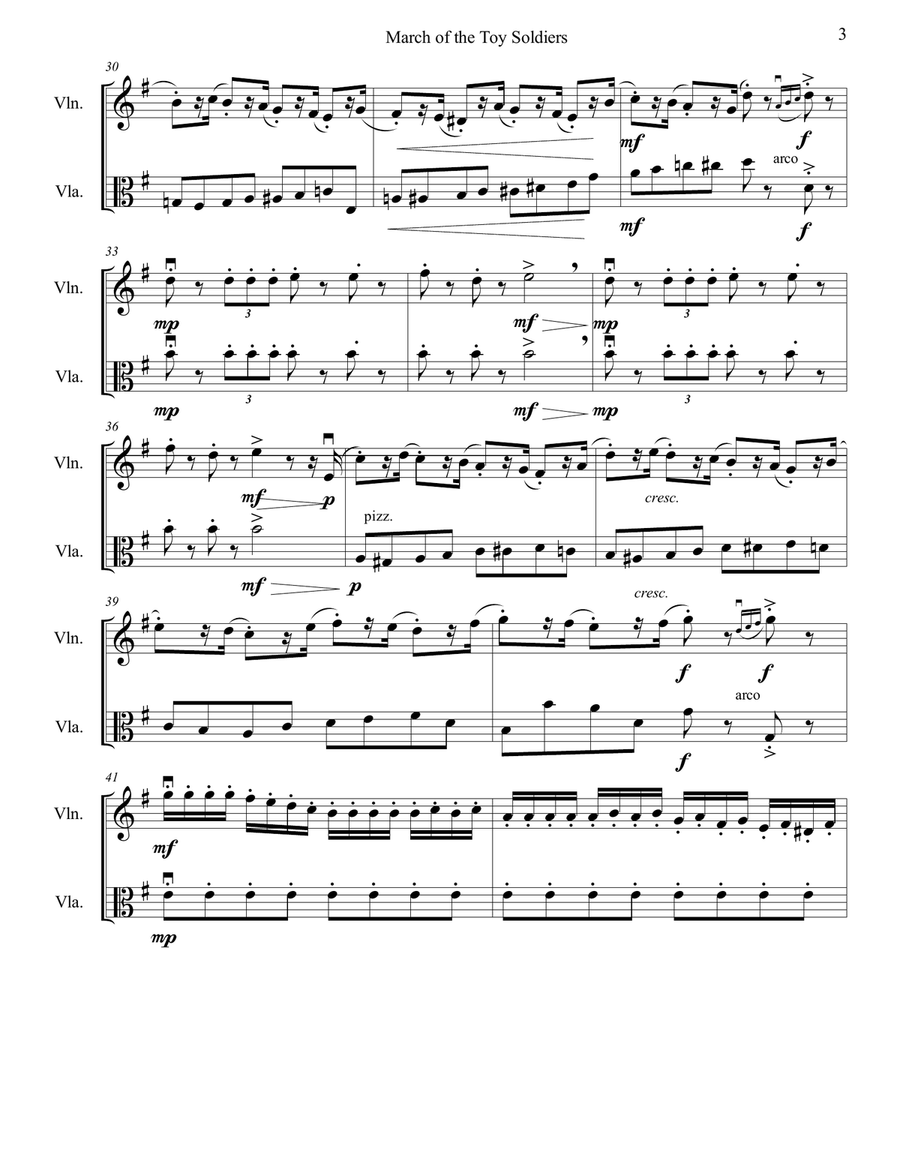 March of the Toy Soldiers from the Nutcracker for Violin & Viola String Duet scores gallery preview page 4