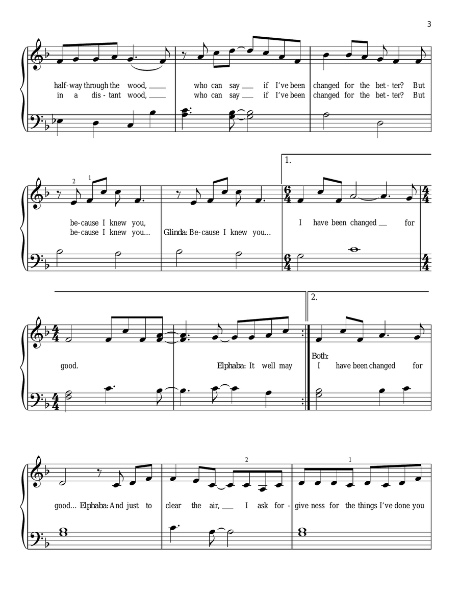 For Good (from Wicked) Easy Piano scores gallery preview page 3