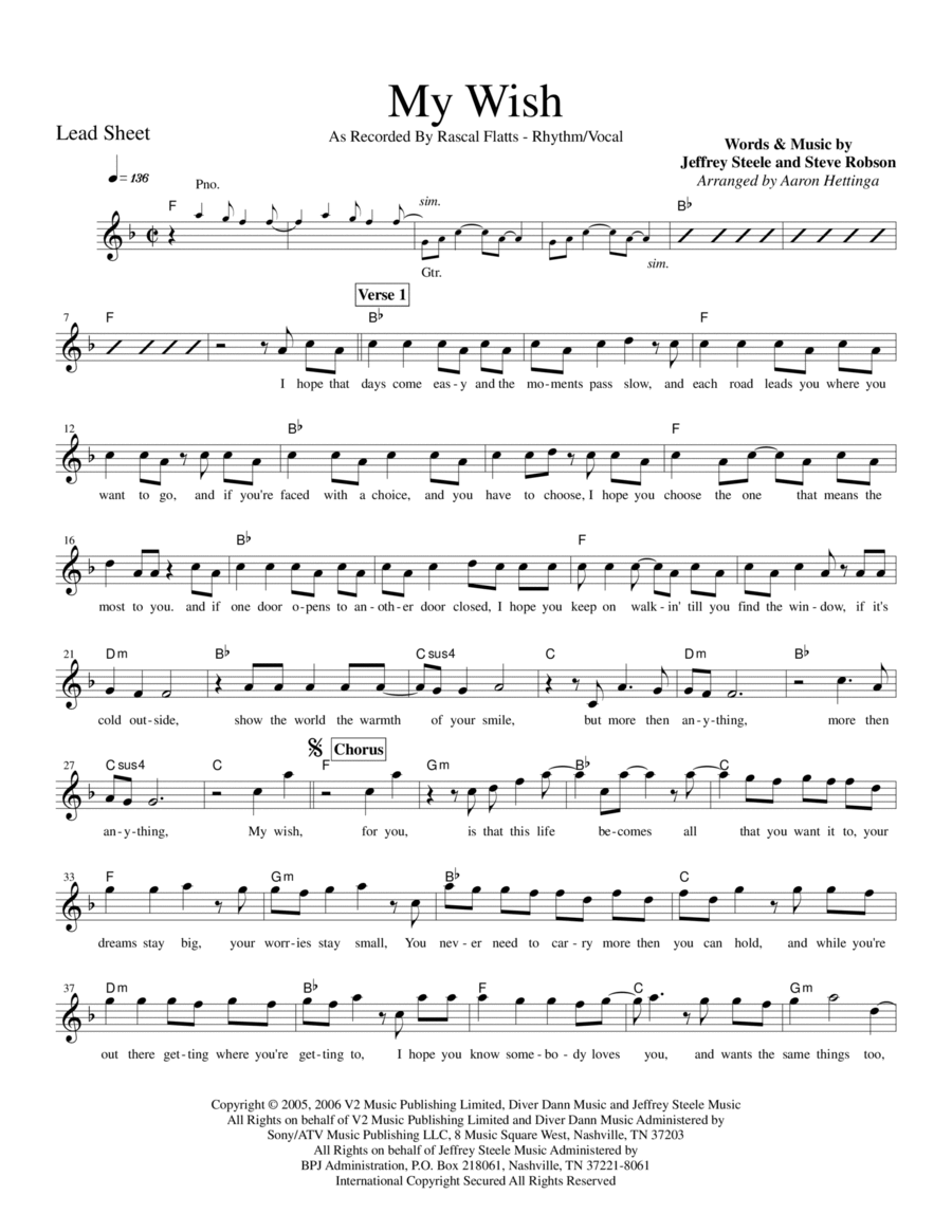 My Wish Piano scores gallery preview page 1