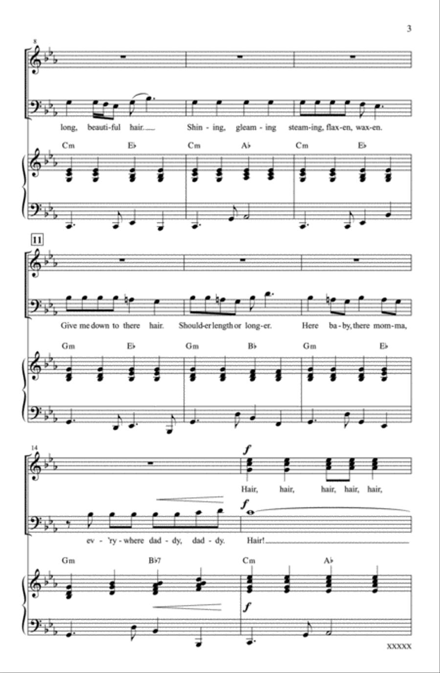 Hair: A Choral Medley 3-Part scores gallery preview page 21