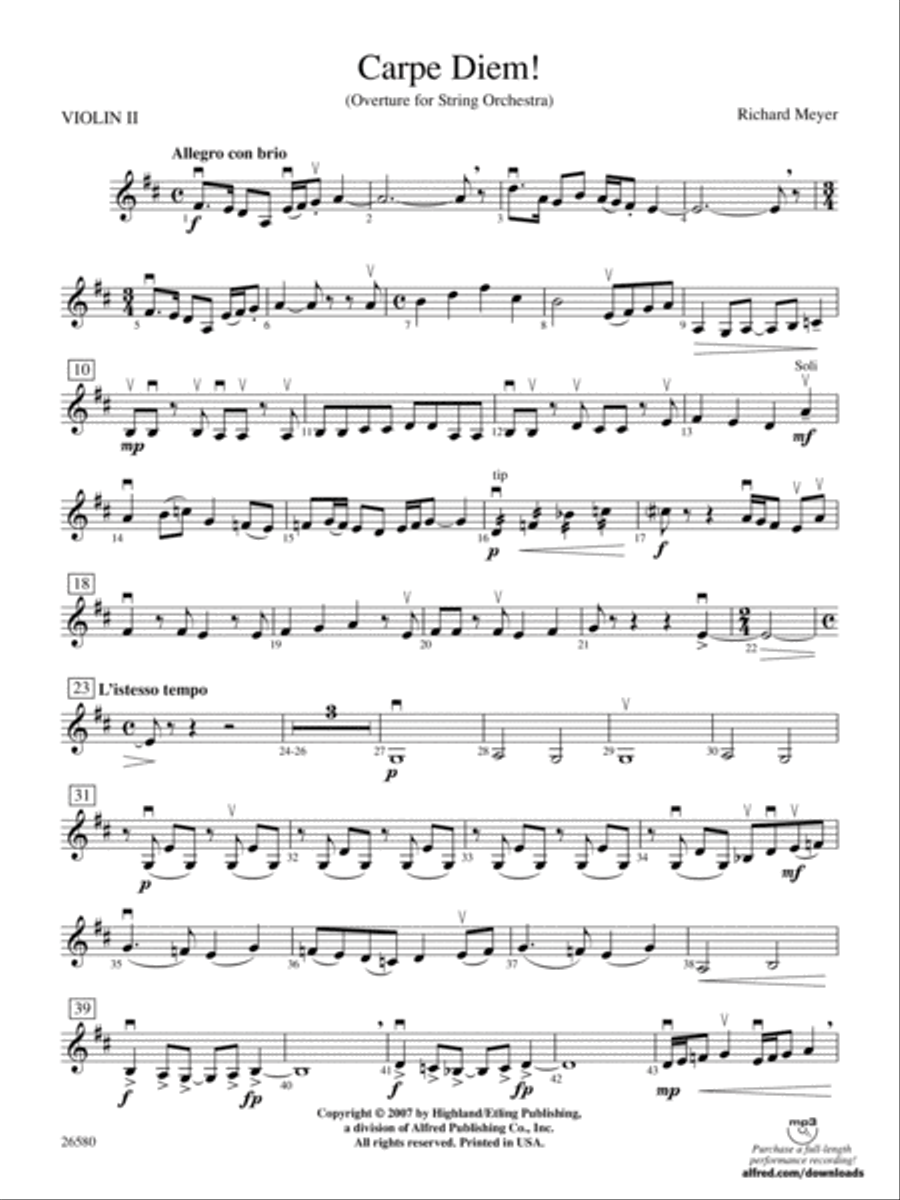 Carpe Diem!: 2nd Violin String Orchestra scores gallery preview page 1