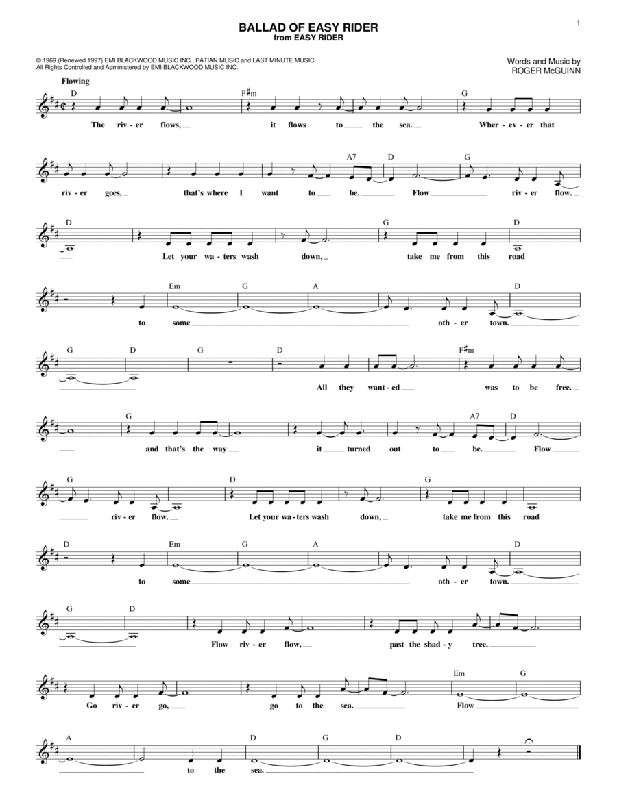 Ballad Of Easy Rider Ballad Of Easy Rider Piano scores gallery preview page 1