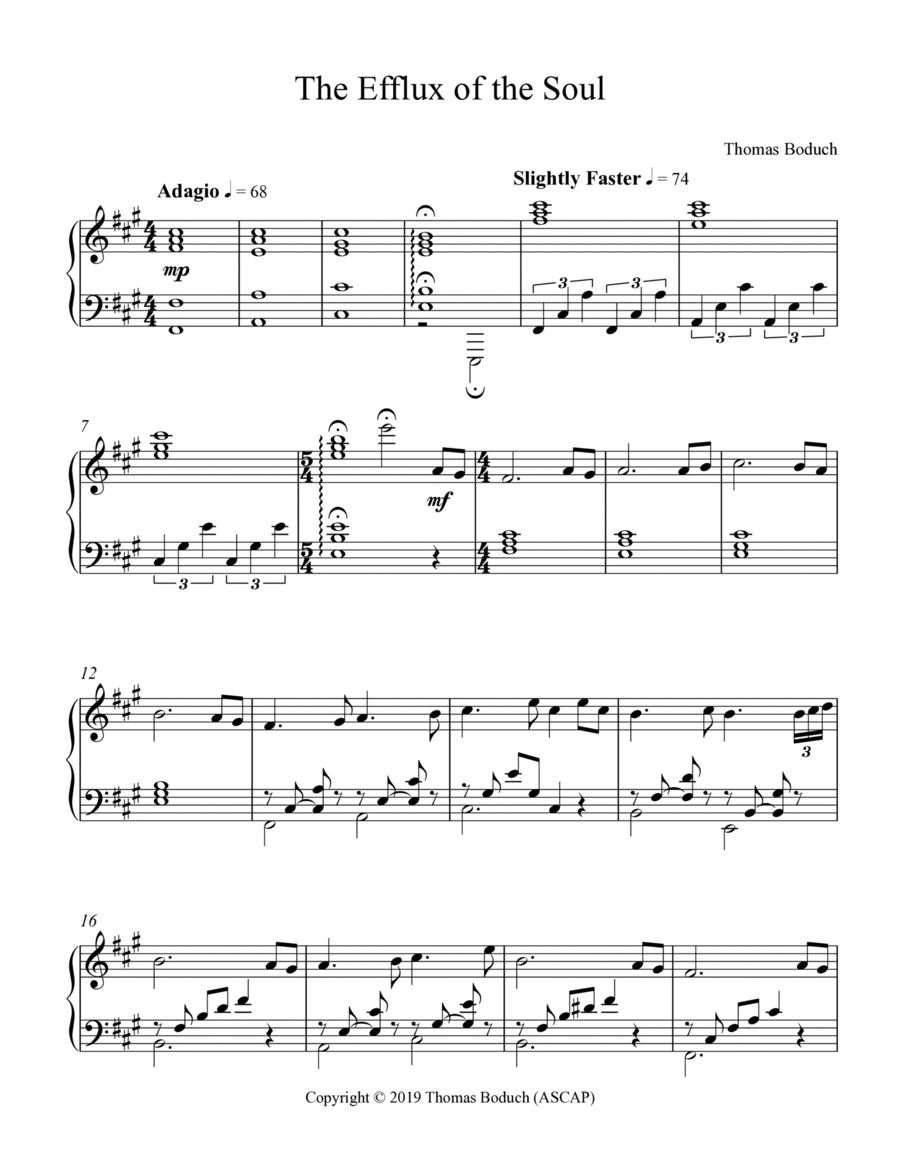 The Efflux of the Soul Piano Solo scores gallery preview page 1
