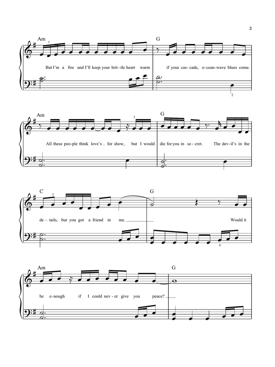 peace by Taylor Swift Easy Piano - Digital Sheet Music page 3