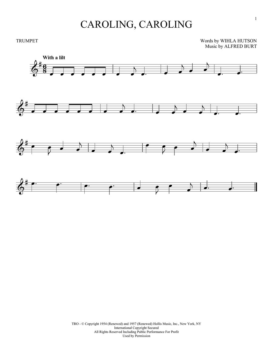 Caroling, Caroling Caroling, Caroling Trumpet Solo scores gallery preview page 1