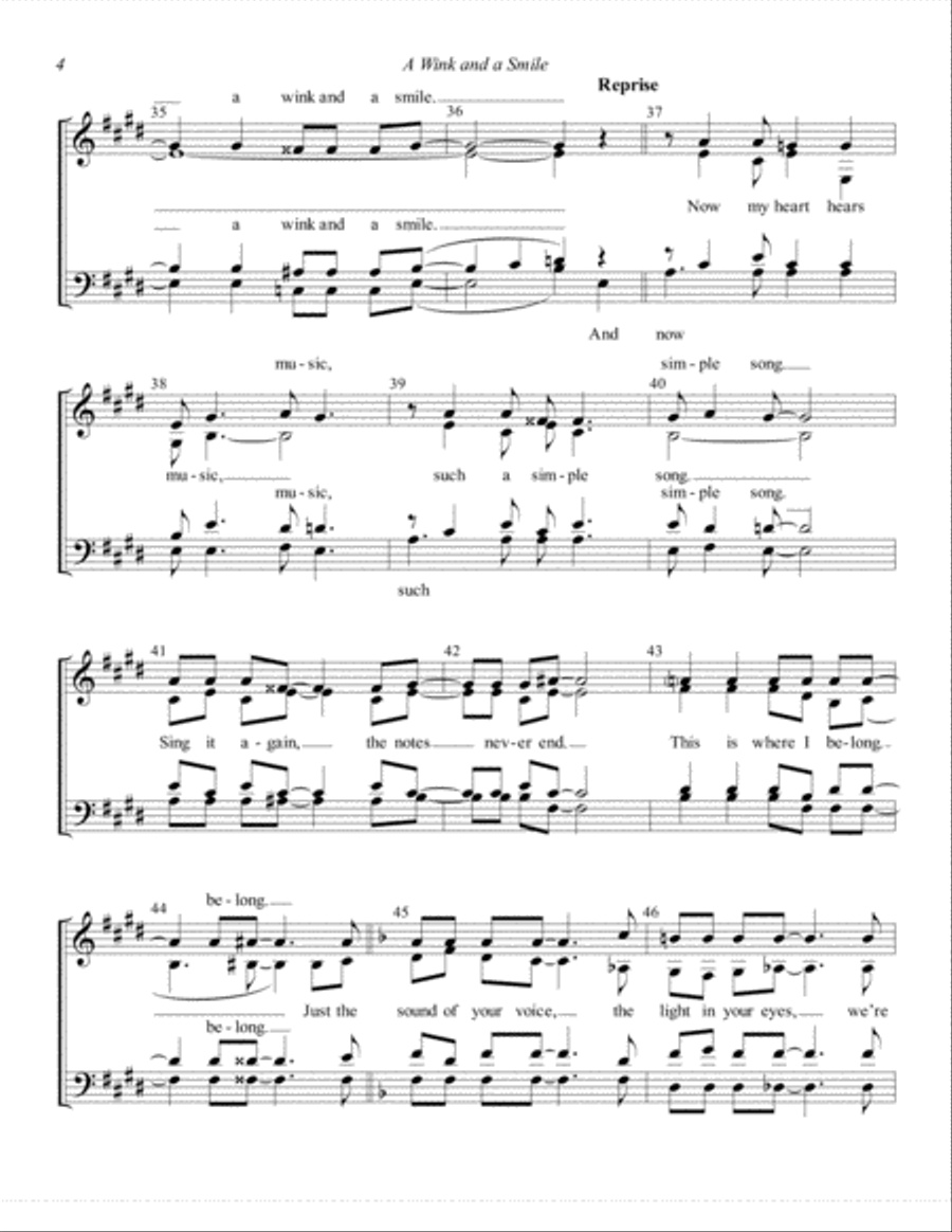 A Wink And A Smile (arr. Kim Brittain) 4-Part scores gallery preview page 4