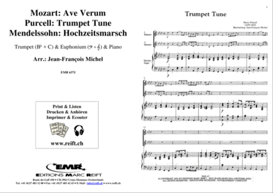 Ave Verum (Mozart) / Trumpet Tune (Purcell) / Hochzeitsmarsch (Mendelssohn) Brass Ensemble scores gallery preview page 2