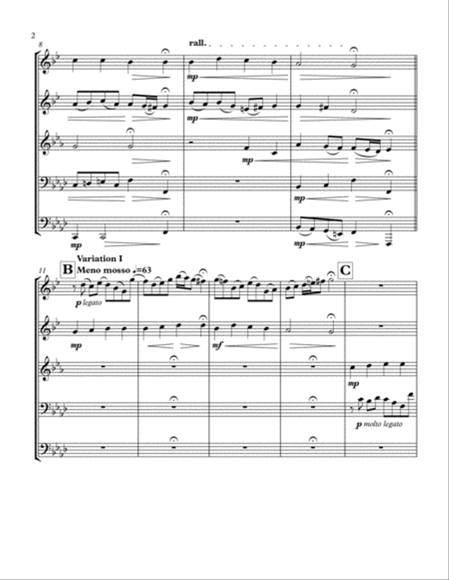 Chorale and Five Variations for Brass Quintet Brass Quintet scores gallery preview page 2
