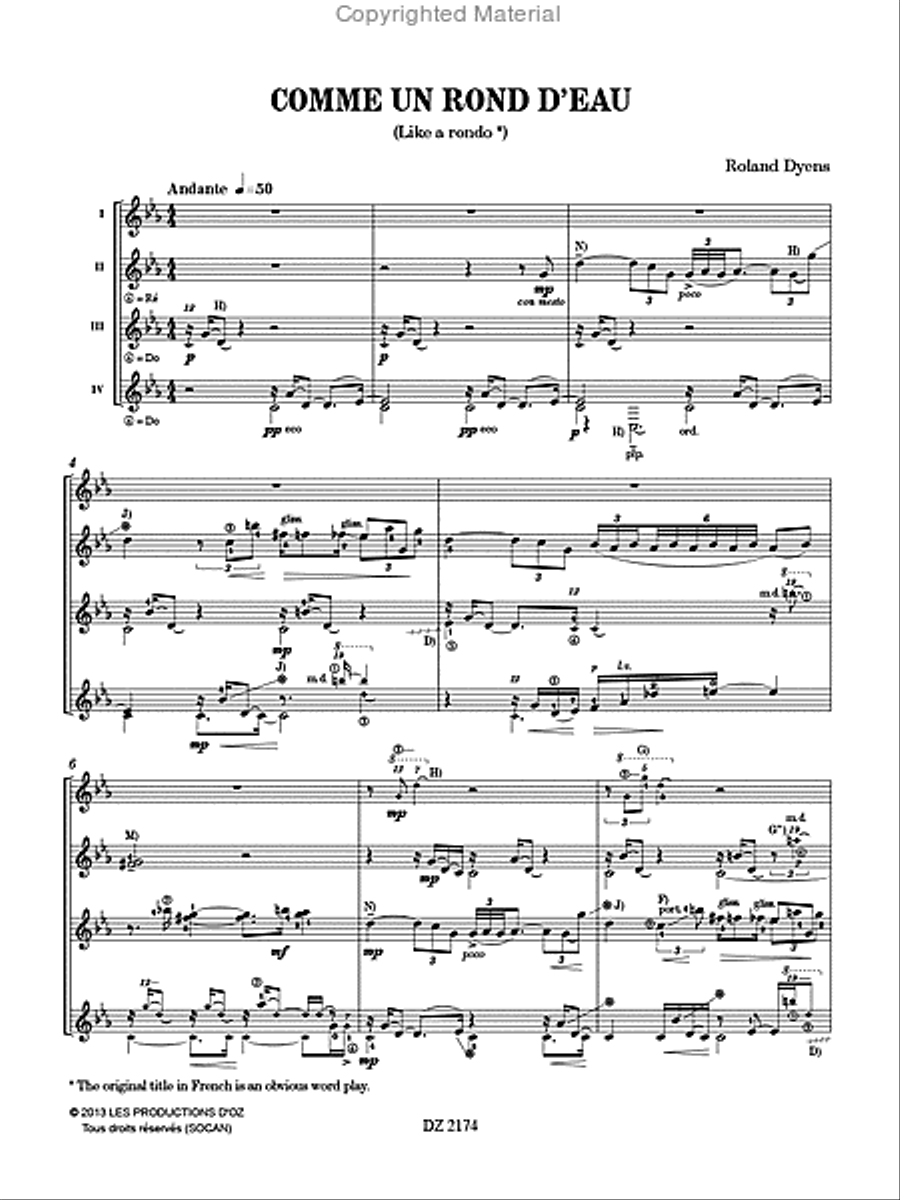 Comme un rond d’eau Guitar Ensemble scores gallery preview page 2