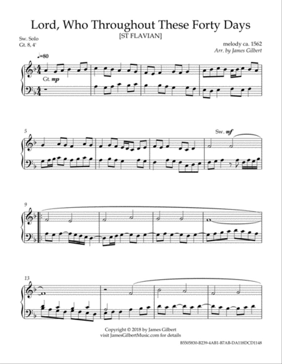Lord, Who Throughout These Forty Days [ST FLAVIAN] Organ Solo scores gallery preview page 2