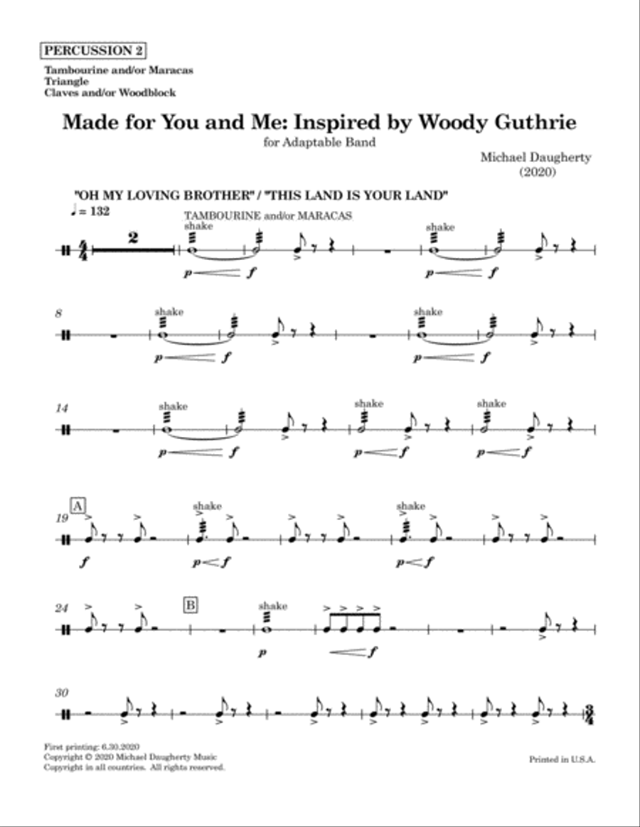 Made for You and Me: Inspired by Woody Guthrie - Percussion 2 Concert Band scores gallery preview page 2
