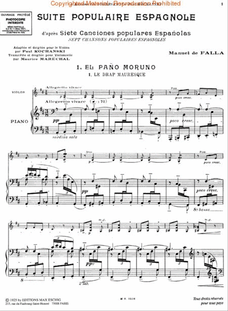 Suite populaire espagnole Violin scores gallery preview page 3