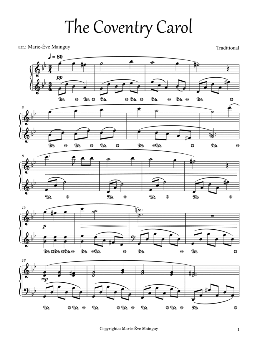 The Coventry Carol The Coventry Carol Piano Solo scores gallery preview page 1