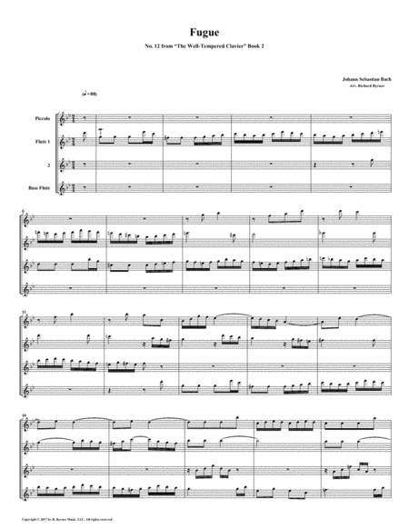 Fugue 12 from Well-Tempered Clavier, Book 2 (Flute Quartet) image number null