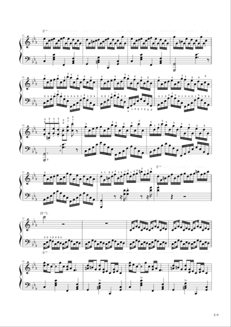 Croatian Rhapsody，Maksim Mrvica，Piano Solo Sheet,With Fingering Piano Solo scores gallery preview page 2