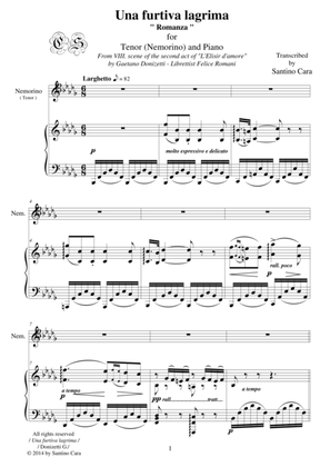 Book cover for Donizetti-L'Elisir d'amore-Una furtiva lagrima (Act2) Tenor and piano