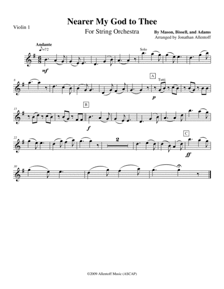 Nearer My God to Thee for String Orchestra by Keith Bissell String Orchestra - Digital Sheet Music