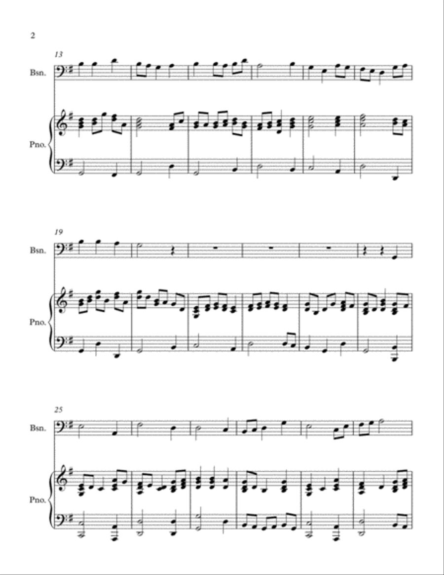 A Medley of Favourite Hymns (bassoon and piano) A Medley of Favourite Hymns (bassoon and piano) Bassoon Solo scores gallery preview page 2