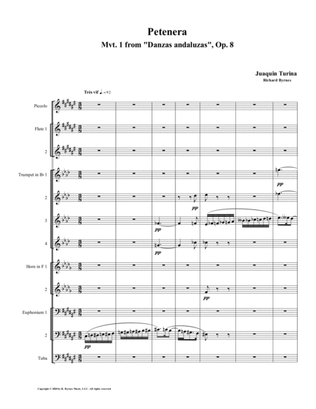 Petenera (Mvt. 1 from Danzas andaluzas, Op. 8) by Juaquín Turina (Brass Nonet + 2Fl, Picc.)