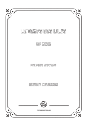 Book cover for Chausson-Le temps des lilas in f minor,for voice and piano