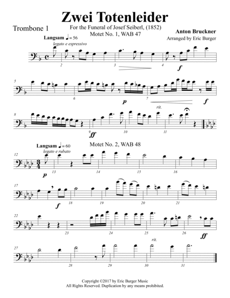 Zwei Totenleider for Trombone or Low Brass Quartet image number null