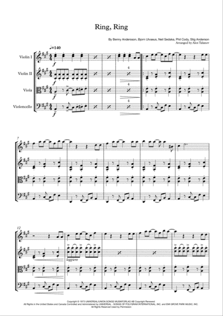 Ring, Ring String Quartet scores gallery preview page 2